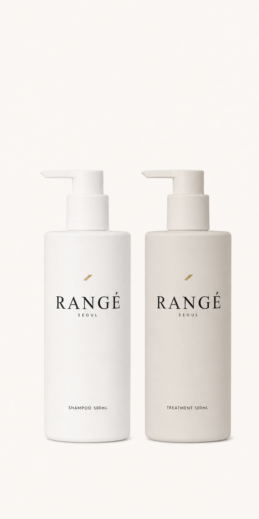 RANGÉ SEOUL 샴푸와 트리트먼트 나란히 놓인 제품 라인업